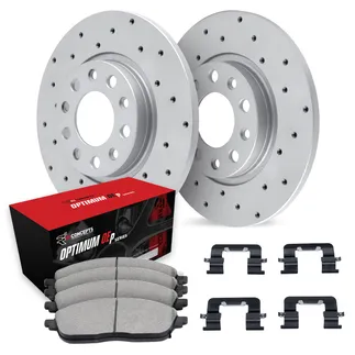 R1 Concepts WMUH1-74109 Rotors - Carbon Coated - Drilled W/ Optimum Oe Pads & Hdw